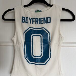 O'Mighty 0 Boyfriend Tank Top White & Blue
